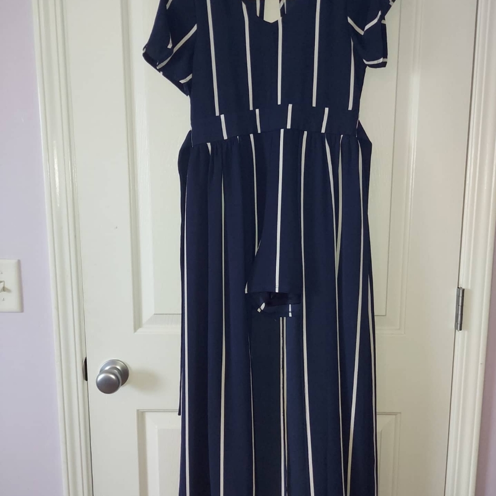 Navy Striped Romper